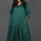 Lysha gathered dress - BOTTLE GREEN