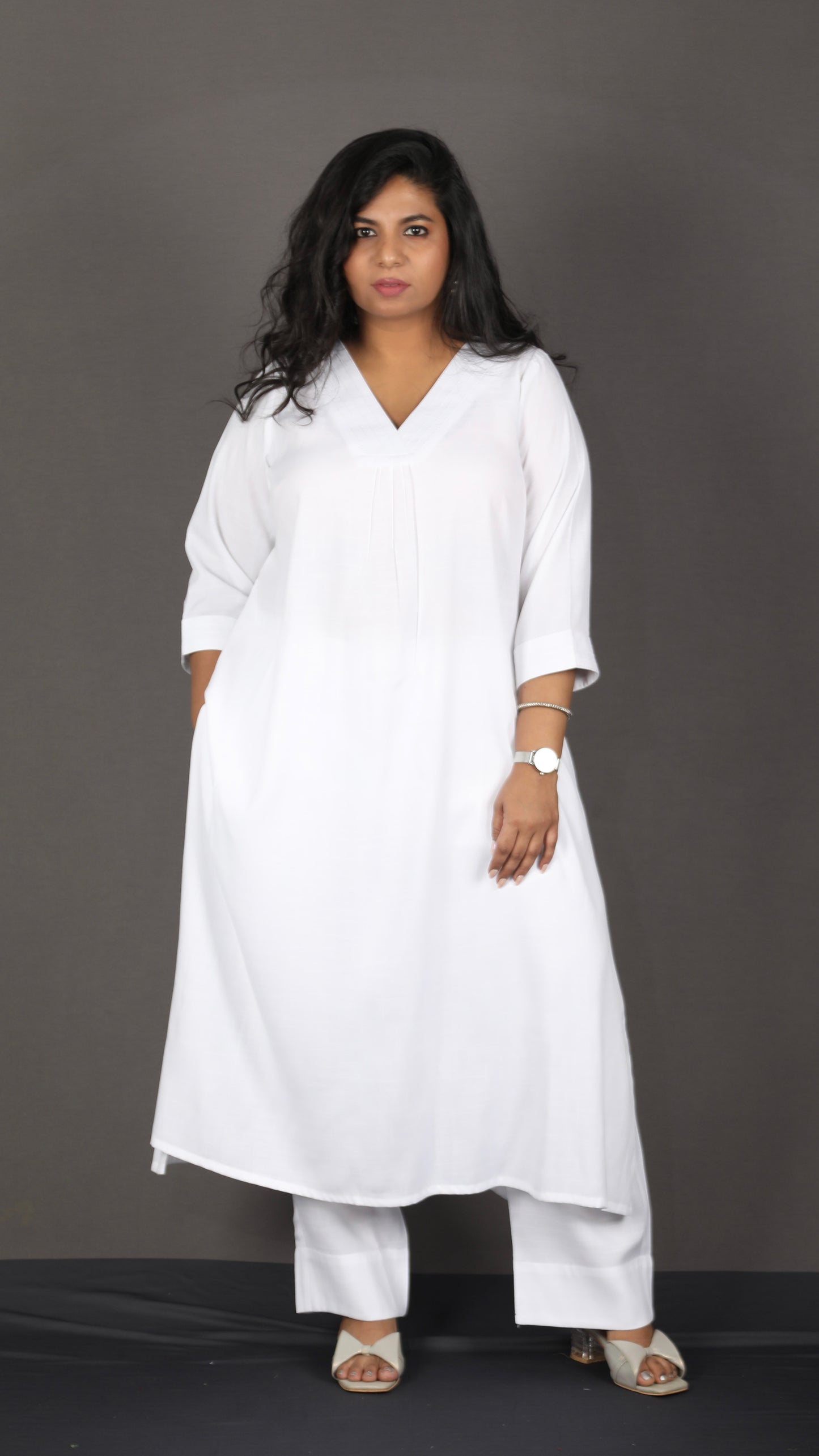 SUHANI - Full Set - soft cotton - Pure White + Mul dupatta optional