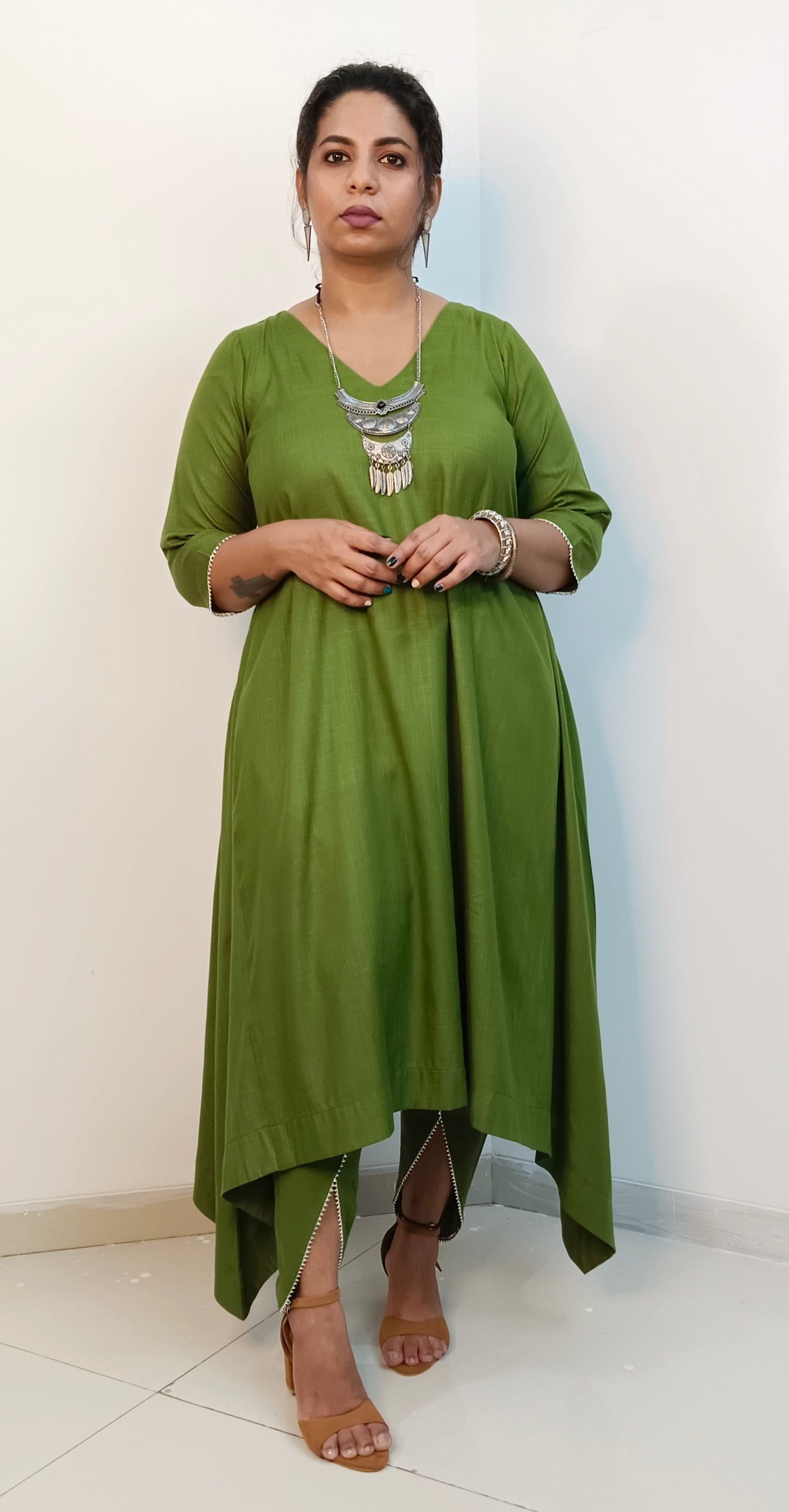 KULFI - MEHENDI GREEN ( soft cotton ) buy kurta or full set