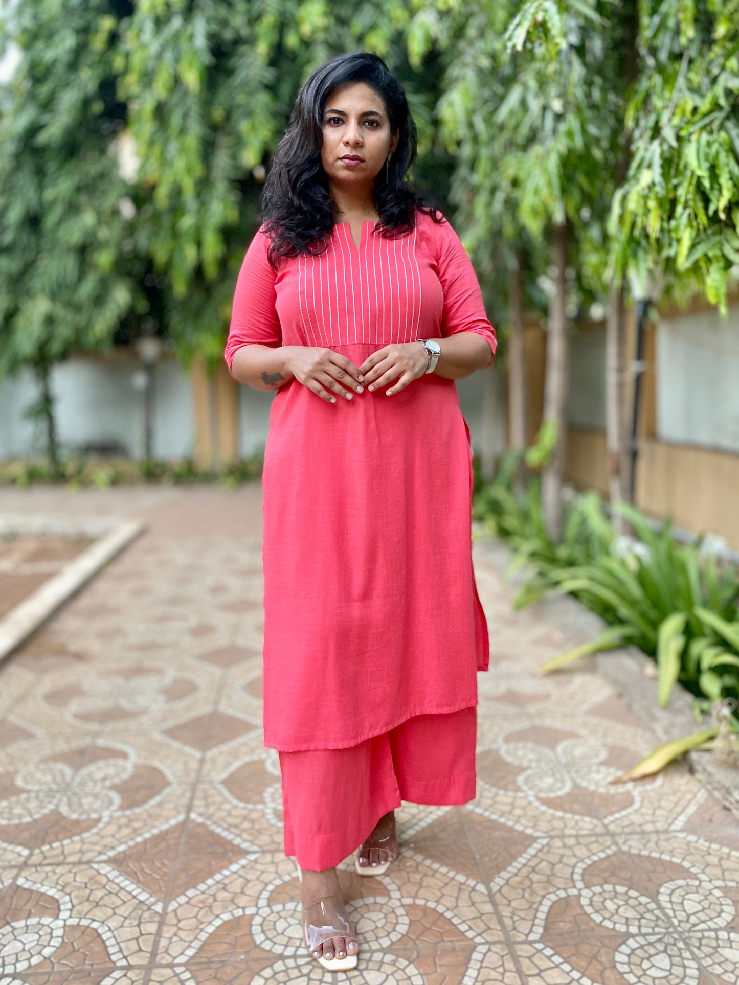 NAINA - ONLY KURTA - PEACH ( Thread work )