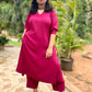 ADYA - ONLY KURTA OR CO ORD SET - MEJENTA SOFT COTTON  ( WITH MUL MUL DUPATTA - OPTIONAL)