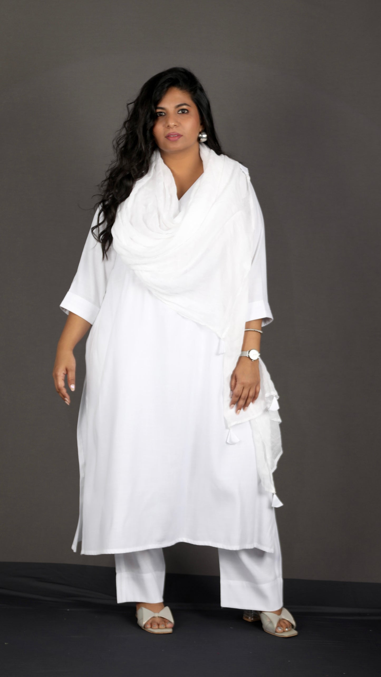 SUHANI - Full Set - soft cotton - Pure White + Mul dupatta optional