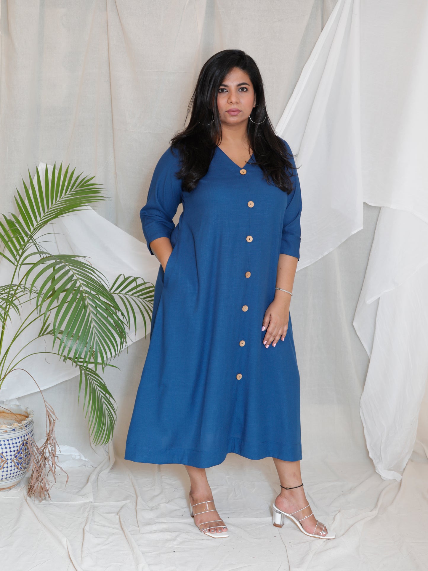 Meera - DRESS or SET - MID NIGHT BLUE - Soft Cotton