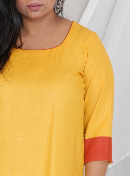 URMILA - Kurta - soft cotton - YELLOW & RUST