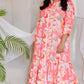 JUHI - Dress - linen cotton - Coral Printed