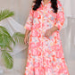 JUHI - Dress - linen cotton - Coral Printed