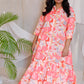 JUHI - Dress - linen cotton - Coral Printed