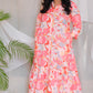 JUHI - Dress - linen cotton - Coral Printed