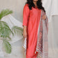 RANI - 3pc Crape Silk Kurta with Pajama Pant and Dupion silk dupatta - SALMON PINK
