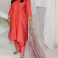 RANI - 3pc Crape Silk Kurta with Pajama Pant and Dupion silk dupatta - SALMON PINK