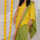 VIDYA - GREEN YELLOW SAREE - CRAPE SILK