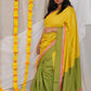 VIDYA - GREEN YELLOW SAREE - CRAPE SILK