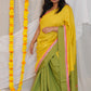 VIDYA - GREEN YELLOW SAREE - CRAPE SILK
