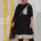 SONA - 3 PC SET -Art Silk  with NET DUPATTA - BLACK