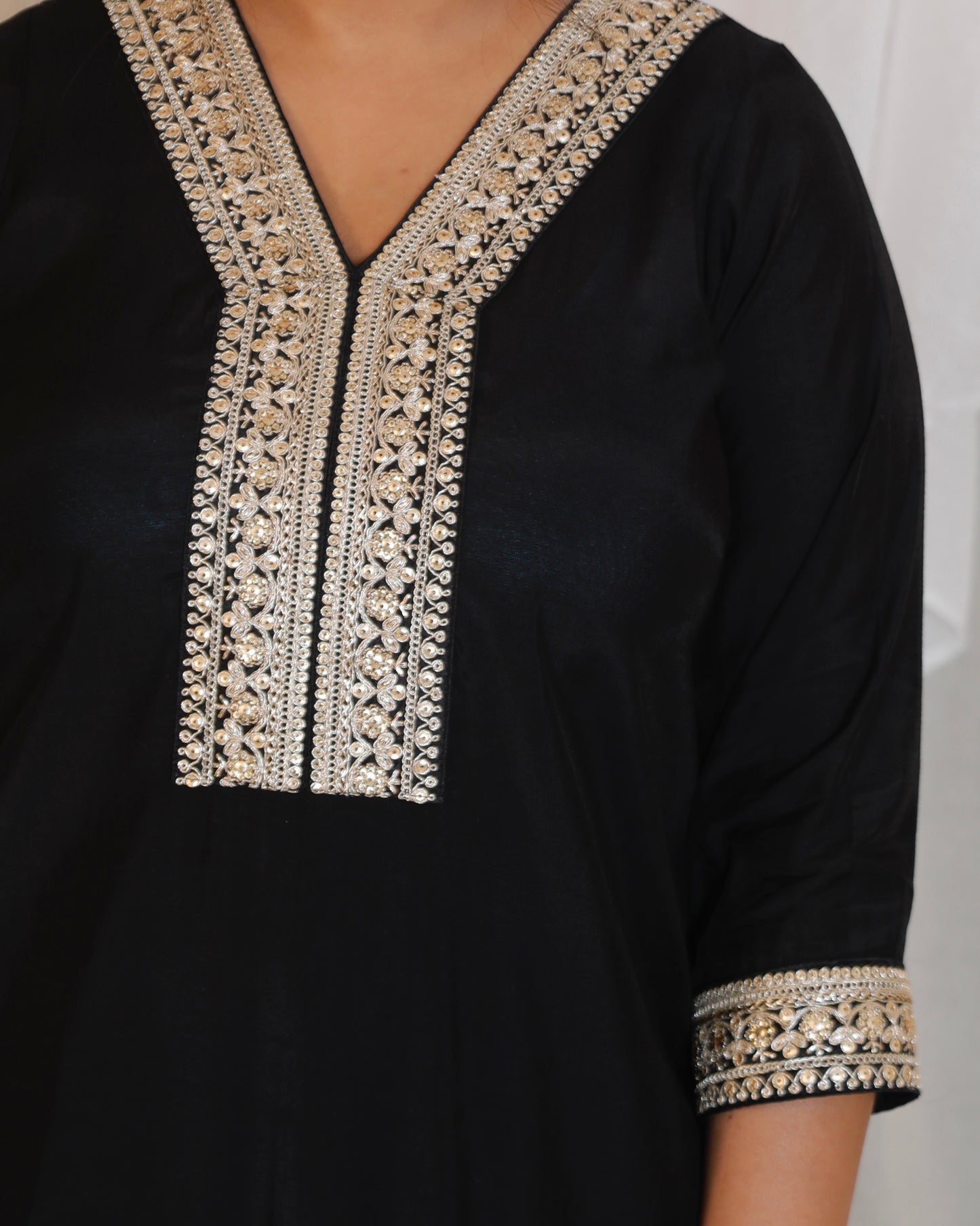 SONA - 3 PC SET -Art Silk  with NET DUPATTA - BLACK