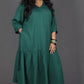 Lysha gathered dress - BOTTLE GREEN