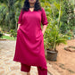 ADYA - CO ORD SET - MEJENTA SOFT COTTON  ( WITH MUL MUL DUPATTA )