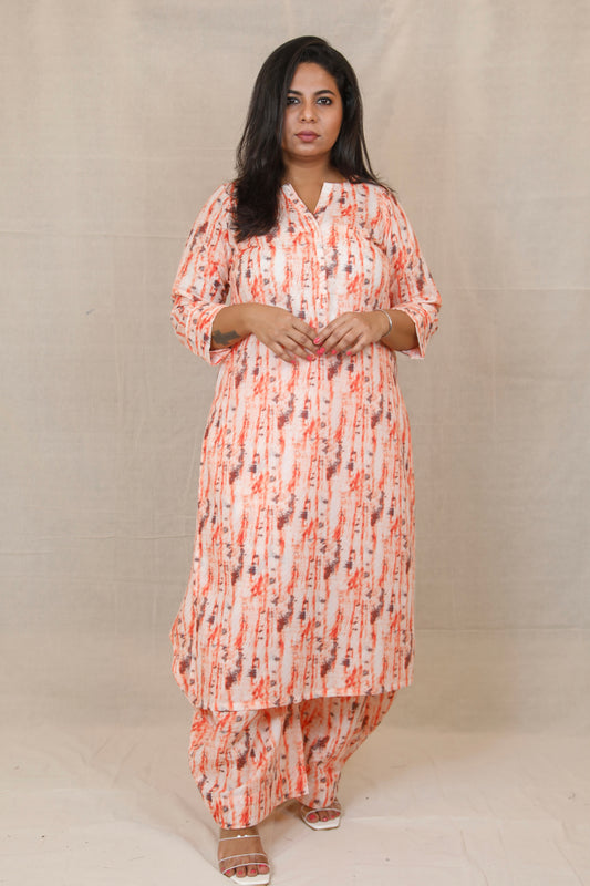 Kiyara - co ord set - Orange Shibori -  SOFT COTTON
