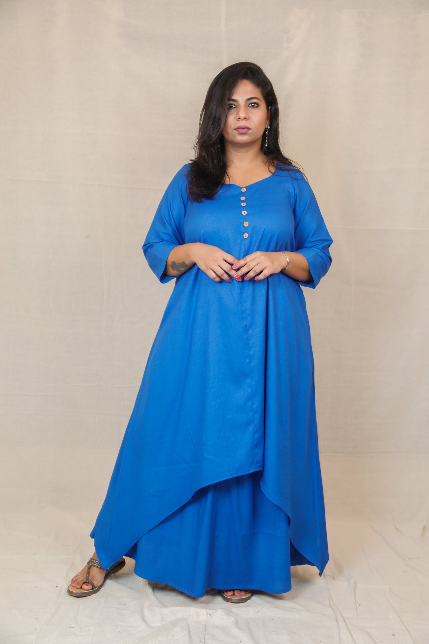 MAHIRA - Kurta & Skirt Set - BLUE - soft cotton