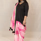 RIDHI - Mul Mul Cotton Saree - Pink Checks+ Kurti Optional