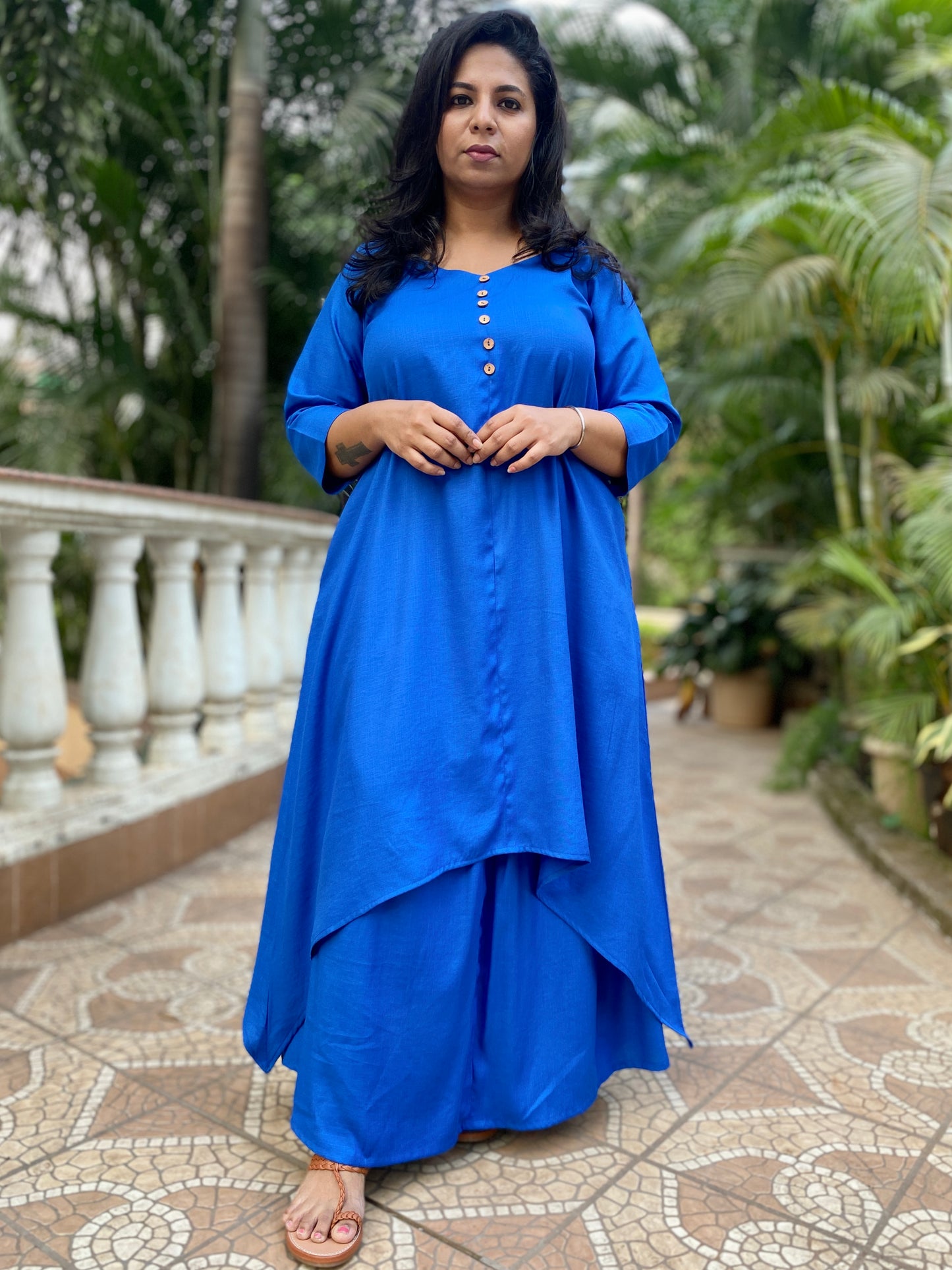 MAHIRA - Kurta & Skirt Set - BLUE - soft cotton
