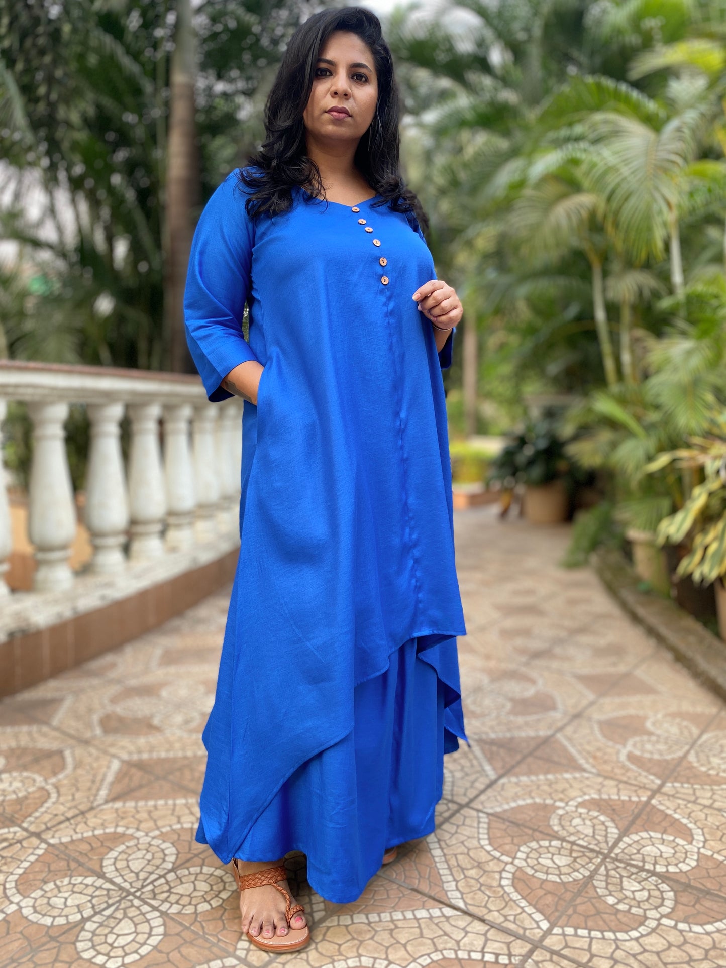 MAHIRA - Kurta & Skirt Set - BLUE - soft cotton