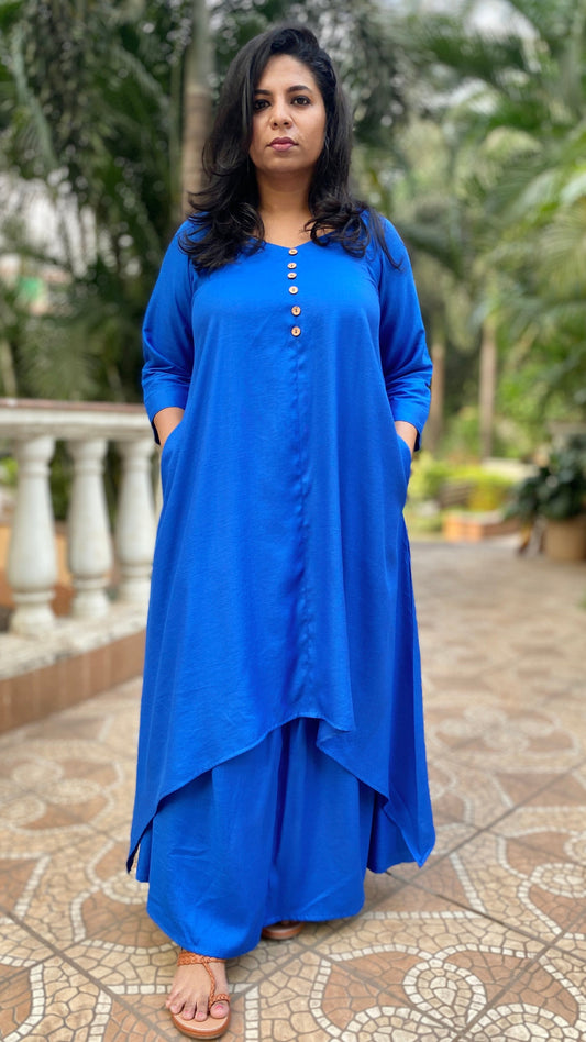 MAHIRA - Kurta & Skirt Set - BLUE - soft cotton