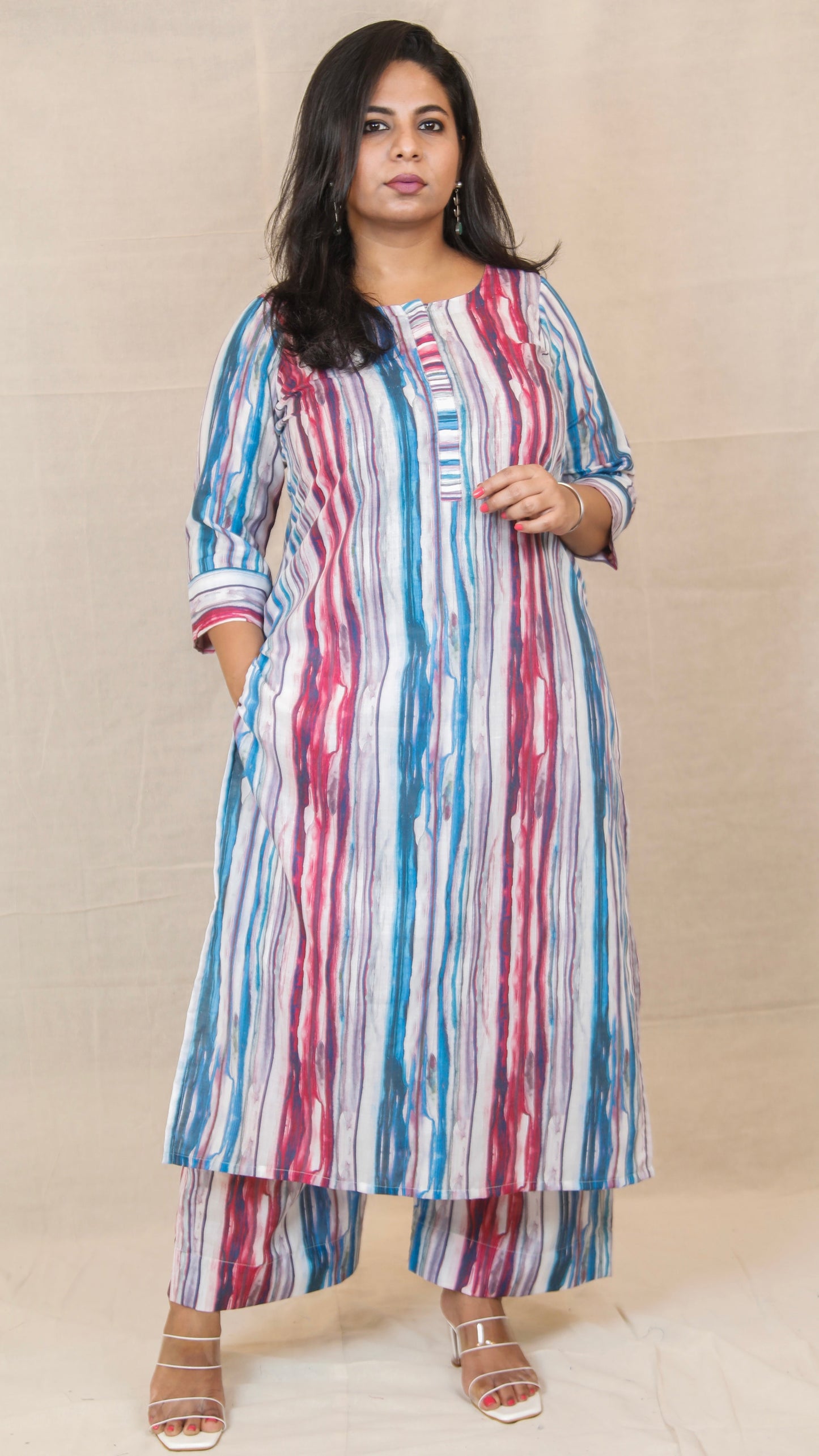 Kiyara - co ord set - Multi Color lines -  SOFT COTTON