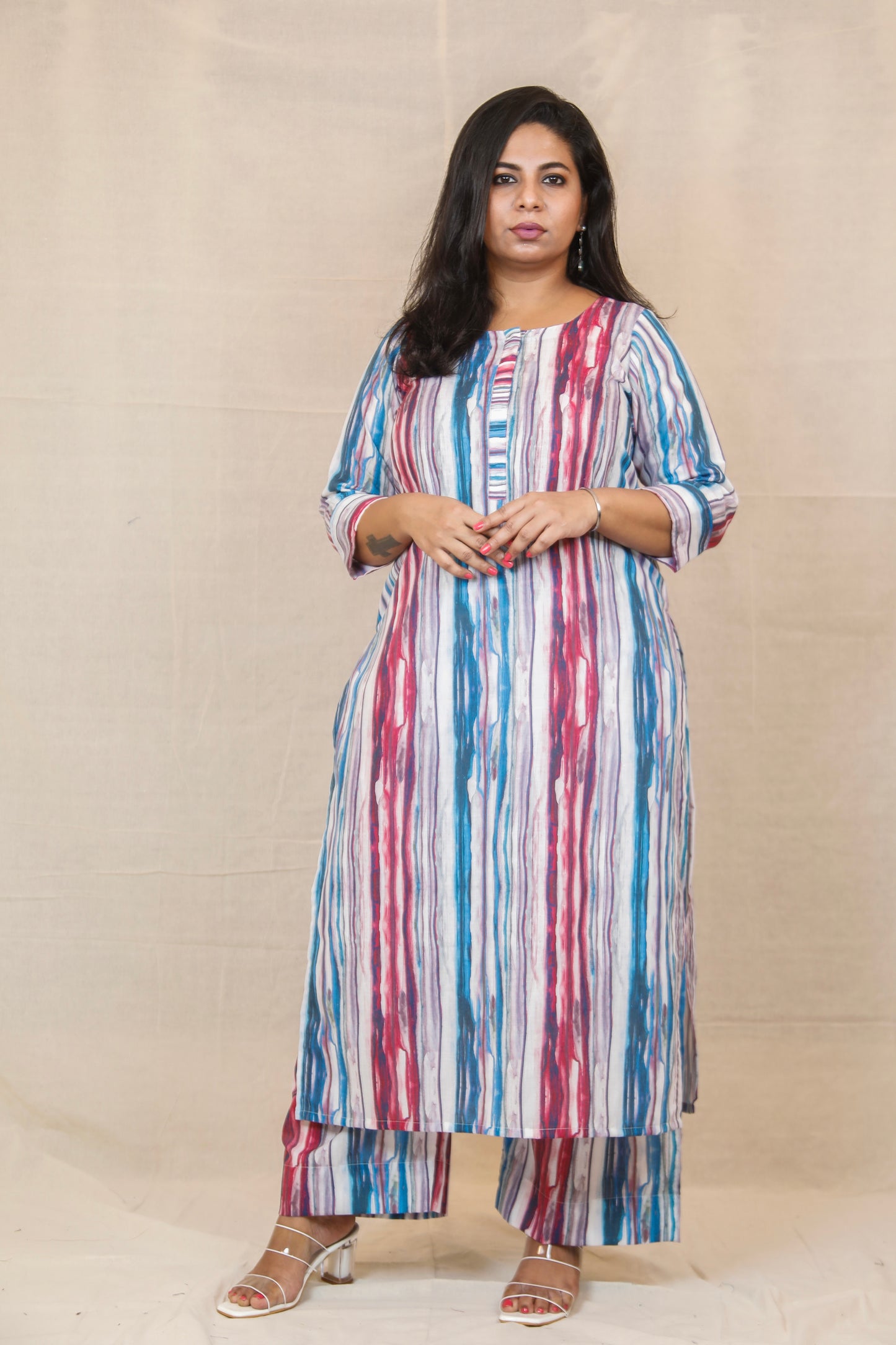 Kiyara - co ord set - Multi Color lines -  SOFT COTTON