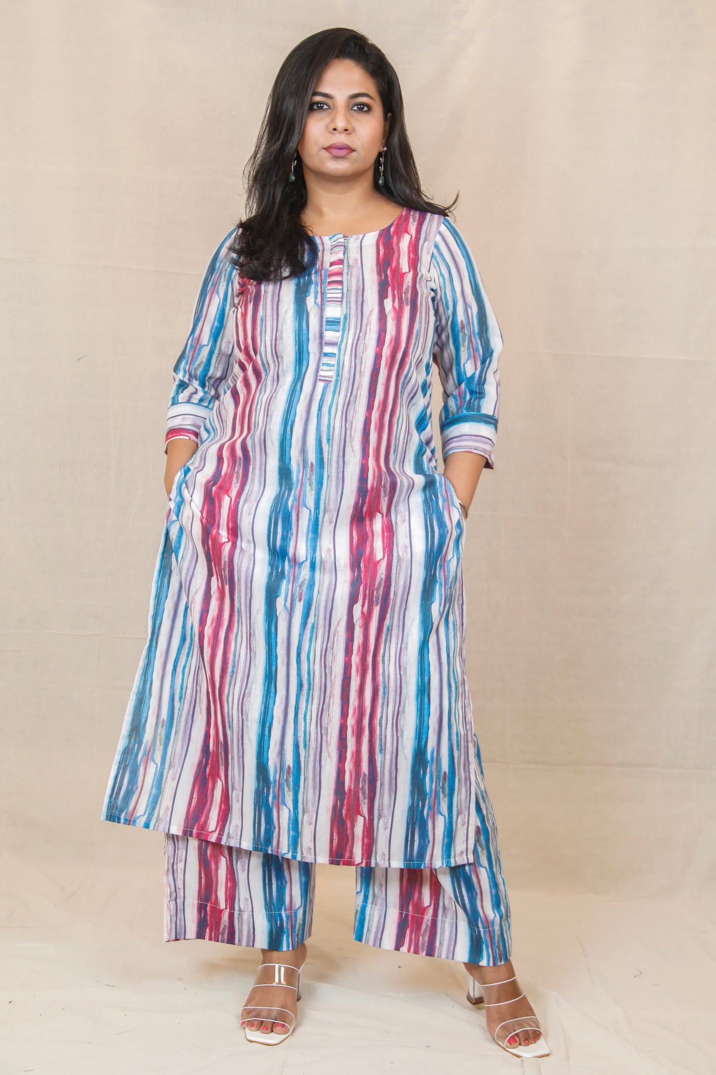 Kiyara - co ord set - Multi Color lines -  SOFT COTTON