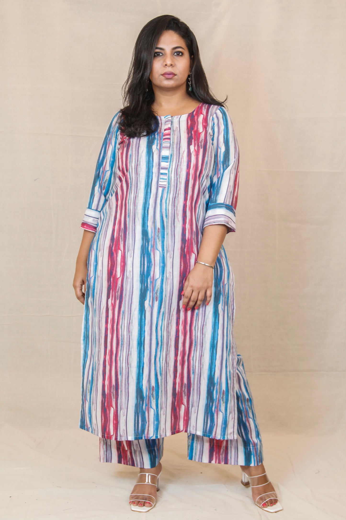 Kiyara - co ord set - Multi Color lines -  SOFT COTTON