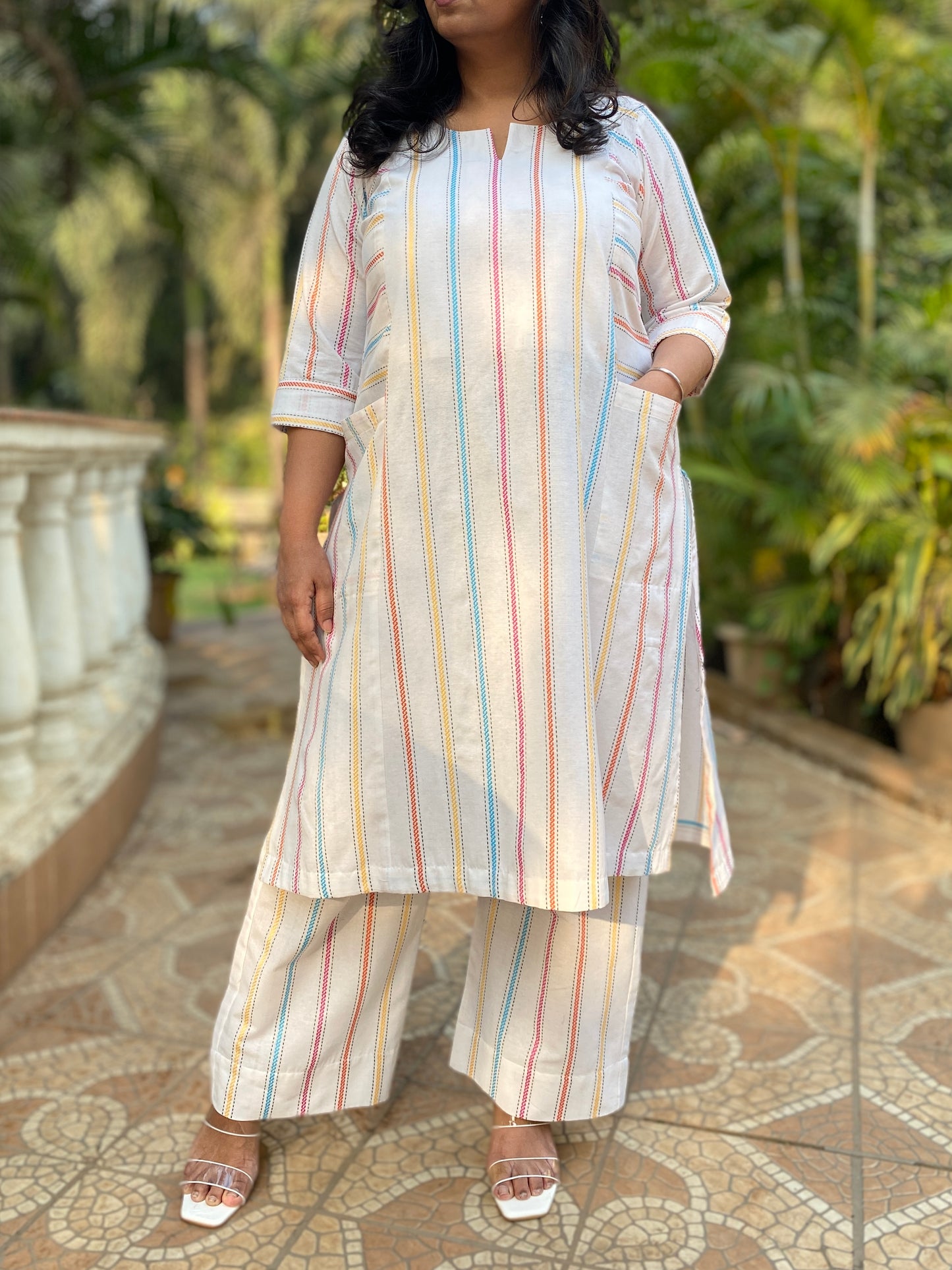 ALIA - CO-ORD SET - WHITE dobby weave cotton