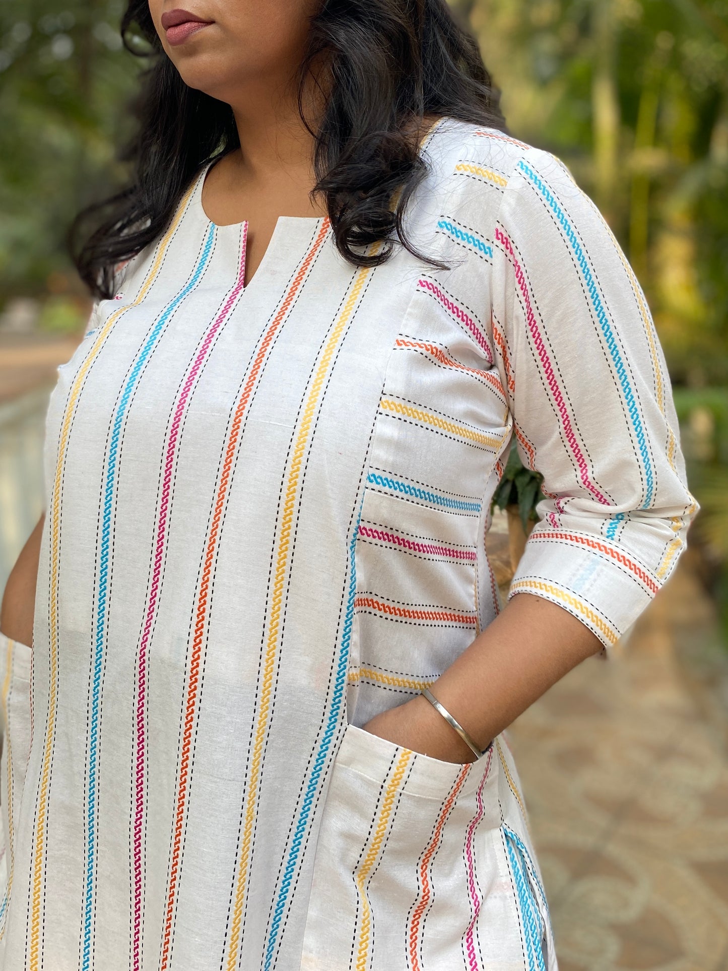 ALIA - CO-ORD SET - WHITE dobby weave cotton