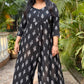 AFREEN - JUMPSUIT - Black Ikkat cotton