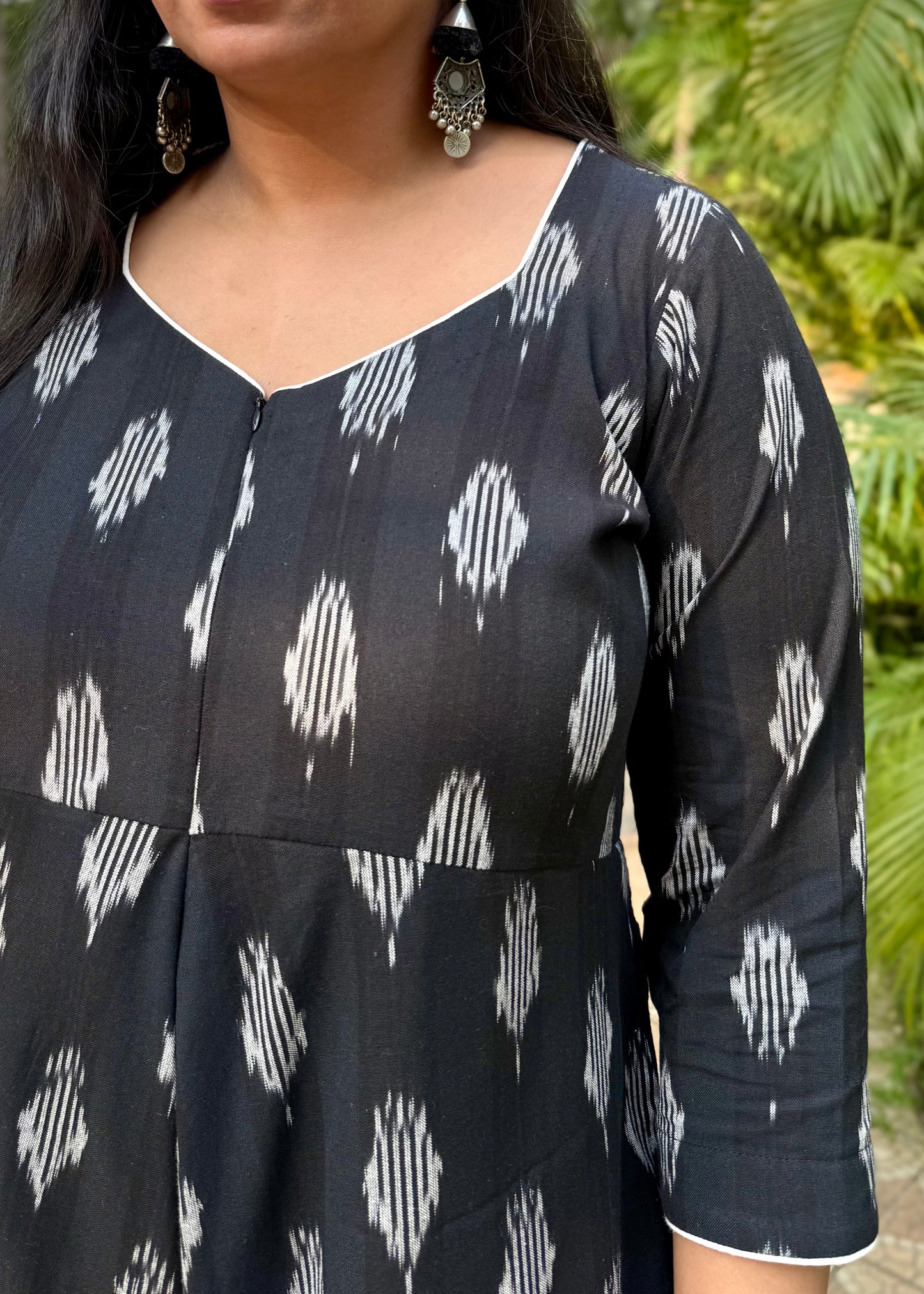 AFREEN - JUMPSUIT - Black Ikkat cotton