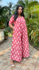 AFREEN - JUMPSUIT - Peach Ikkat cotton
