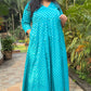 Muskaan - Anarkali SET - BLUE - Cotton Boota - Chiffon dupatta optional