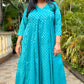 Muskaan - Anarkali SET - BLUE - Cotton Boota - Chiffon dupatta optional