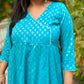 Muskaan - Anarkali set - BLUE - Cotton Boota + Pant + Chiffon dupatta optional