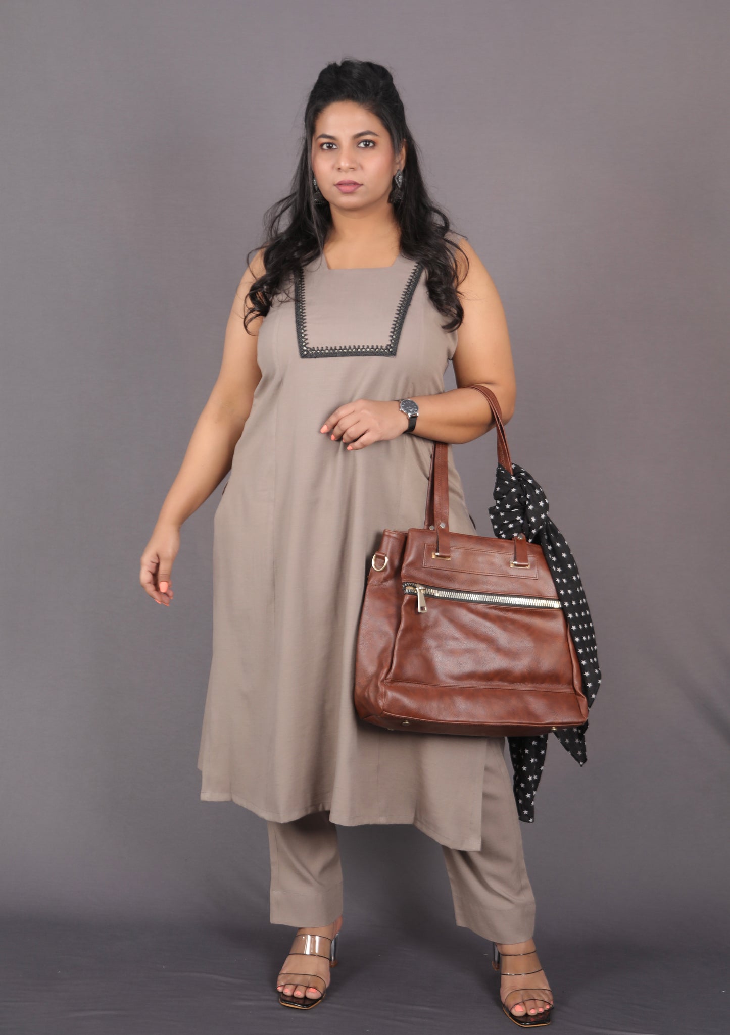 INAYA - Buy Kurta or Full Set - Soft Cotton - Mud Grey