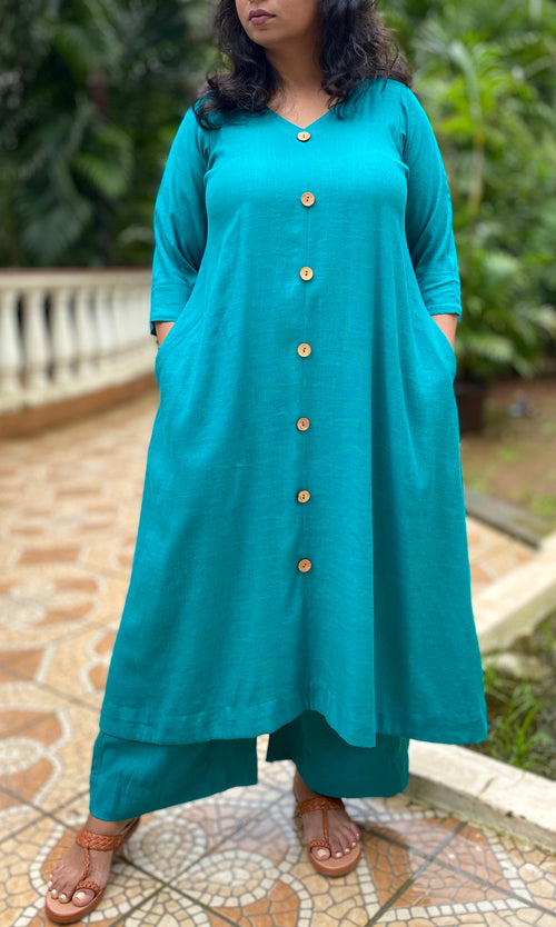 Meera - Co Ord set - RAMA GREEN - Soft Cotton