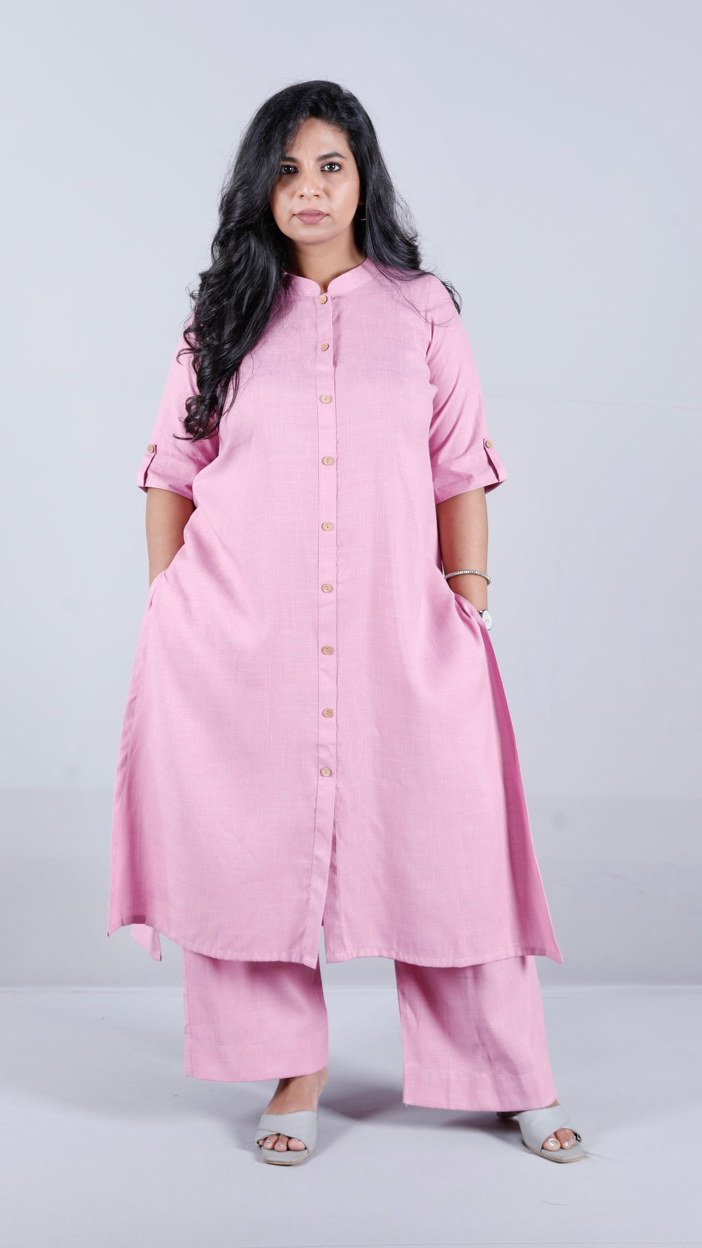 Brinda - 2 pc set - Soft Cotton - ONION PINK