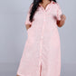 Lily Shirt dress - Red - Textured Cotton