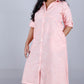 Lily Shirt dress - Red - Textured Cotton