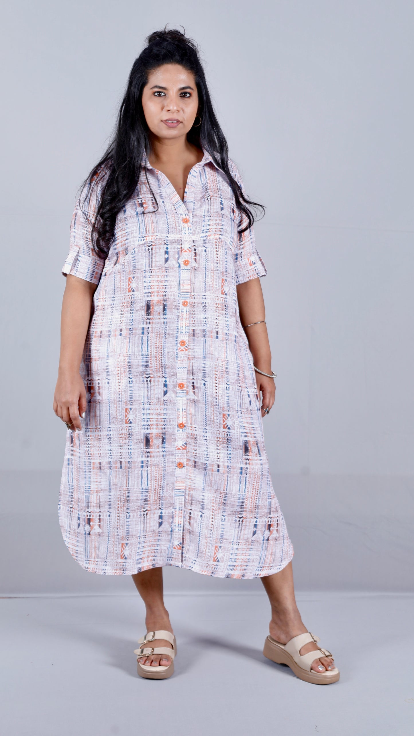 Lily Shirt dress - Rust - Korean linen cotton