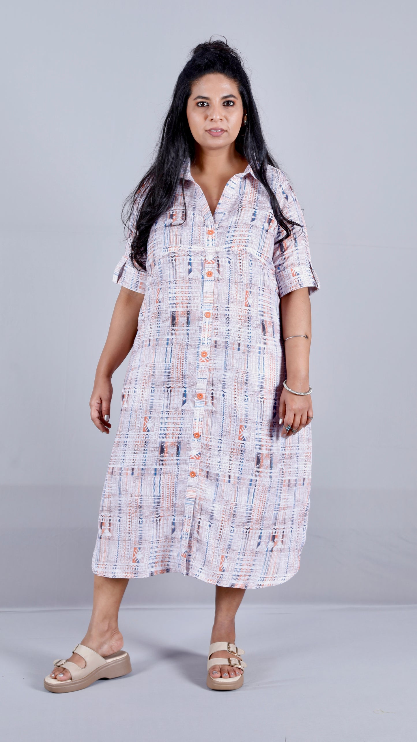 Lily Shirt dress - Rust - Korean linen cotton