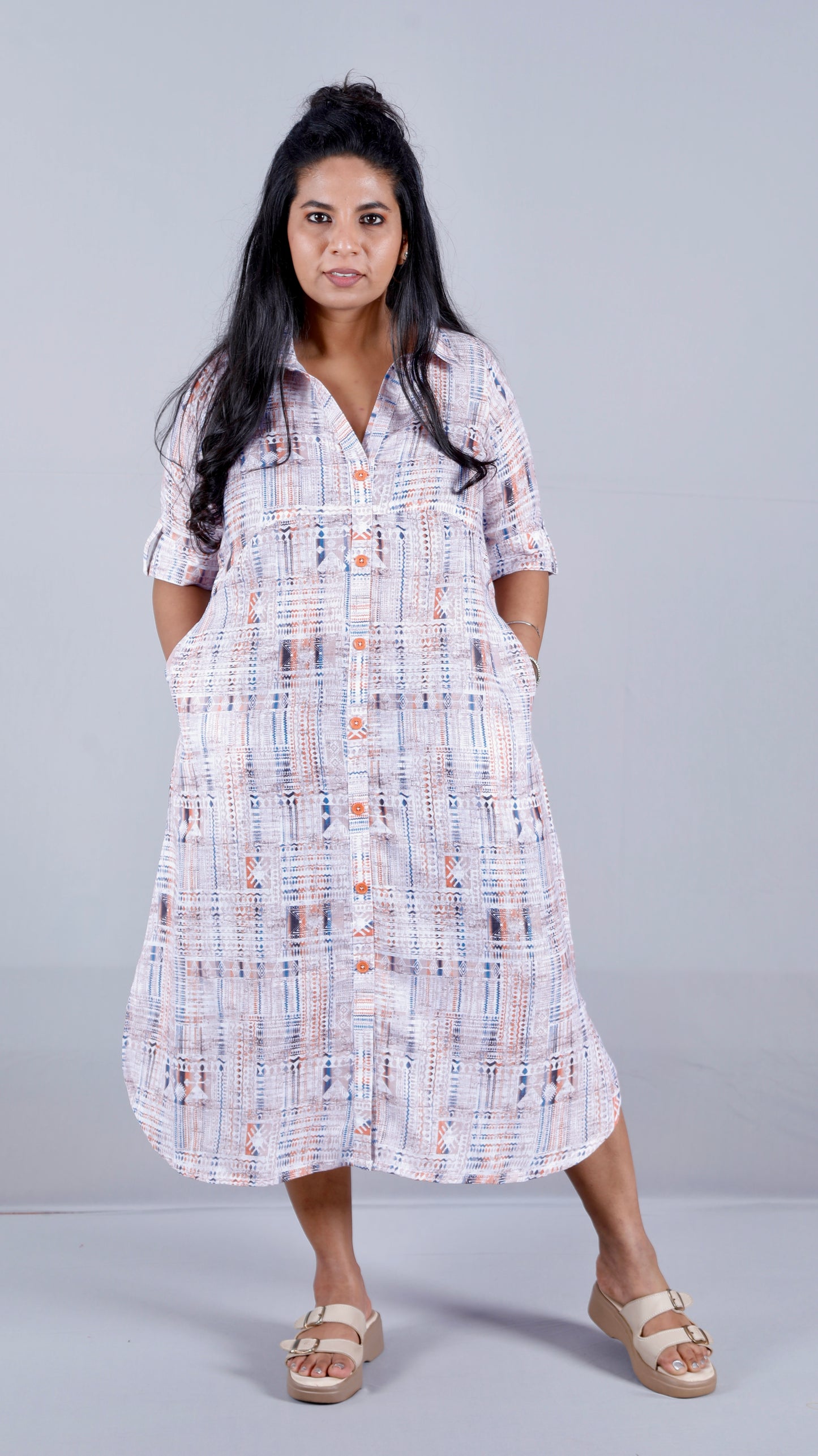 Lily Shirt dress - Rust - Korean linen cotton