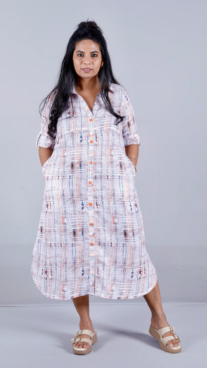 Lily Shirt dress - Rust - Korean linen cotton