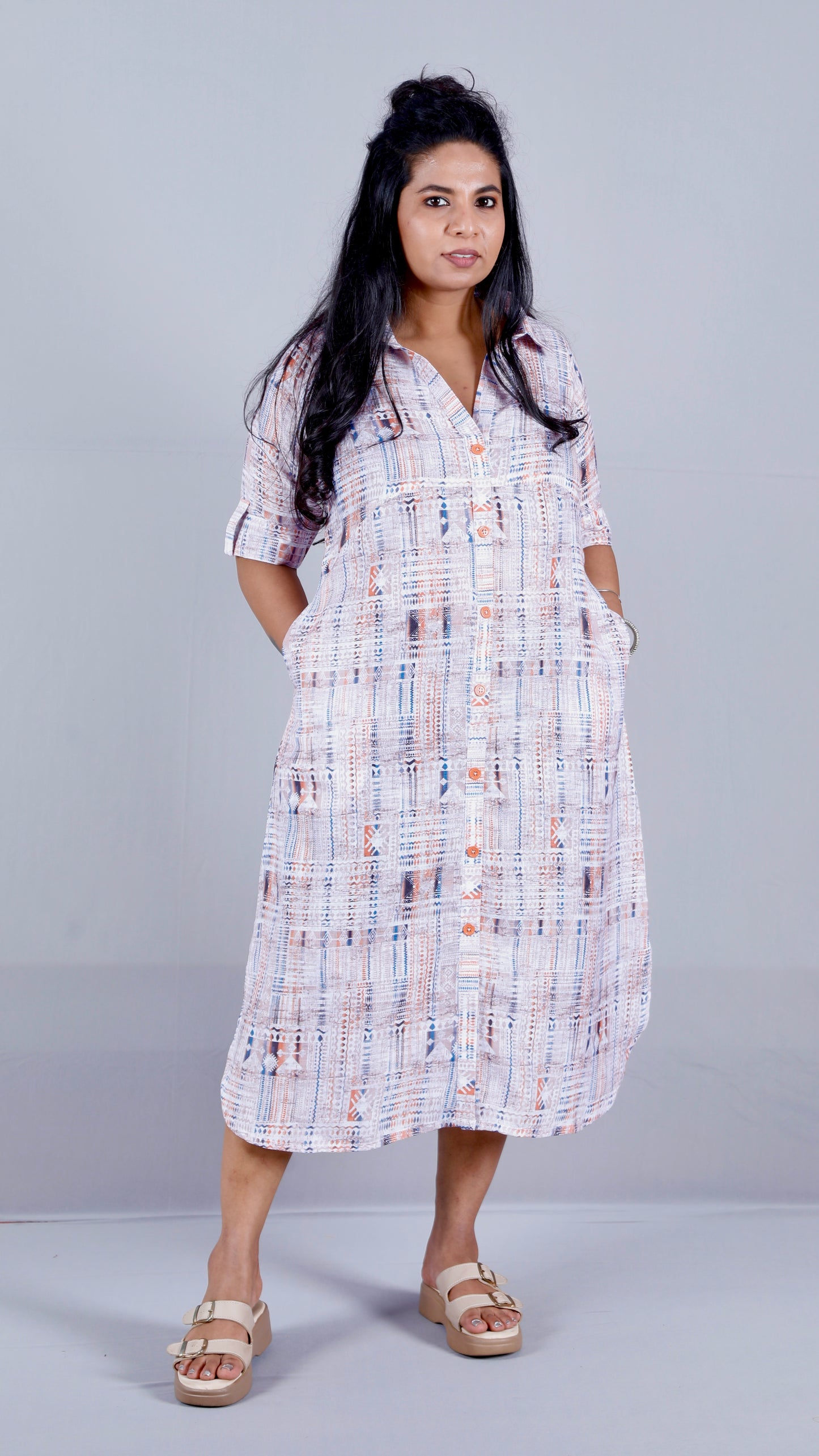 Lily Shirt dress - Rust - Korean linen cotton