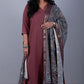 Rangoli - 3pc set - Linen Cotton + chanderi dupatta - PURPLE